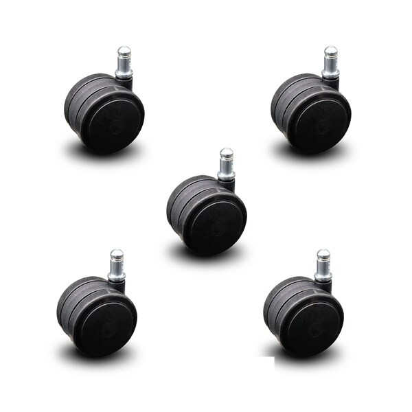 2.375" Black Soft Wheel Grip Ring Office Chair Casters  SCC, PK5